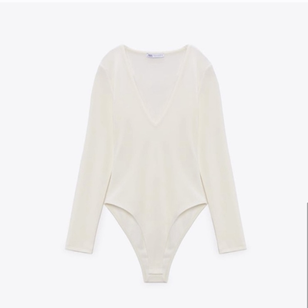 Zara Soft Bodysuit Ecru Like New (More Off-White … - image 5